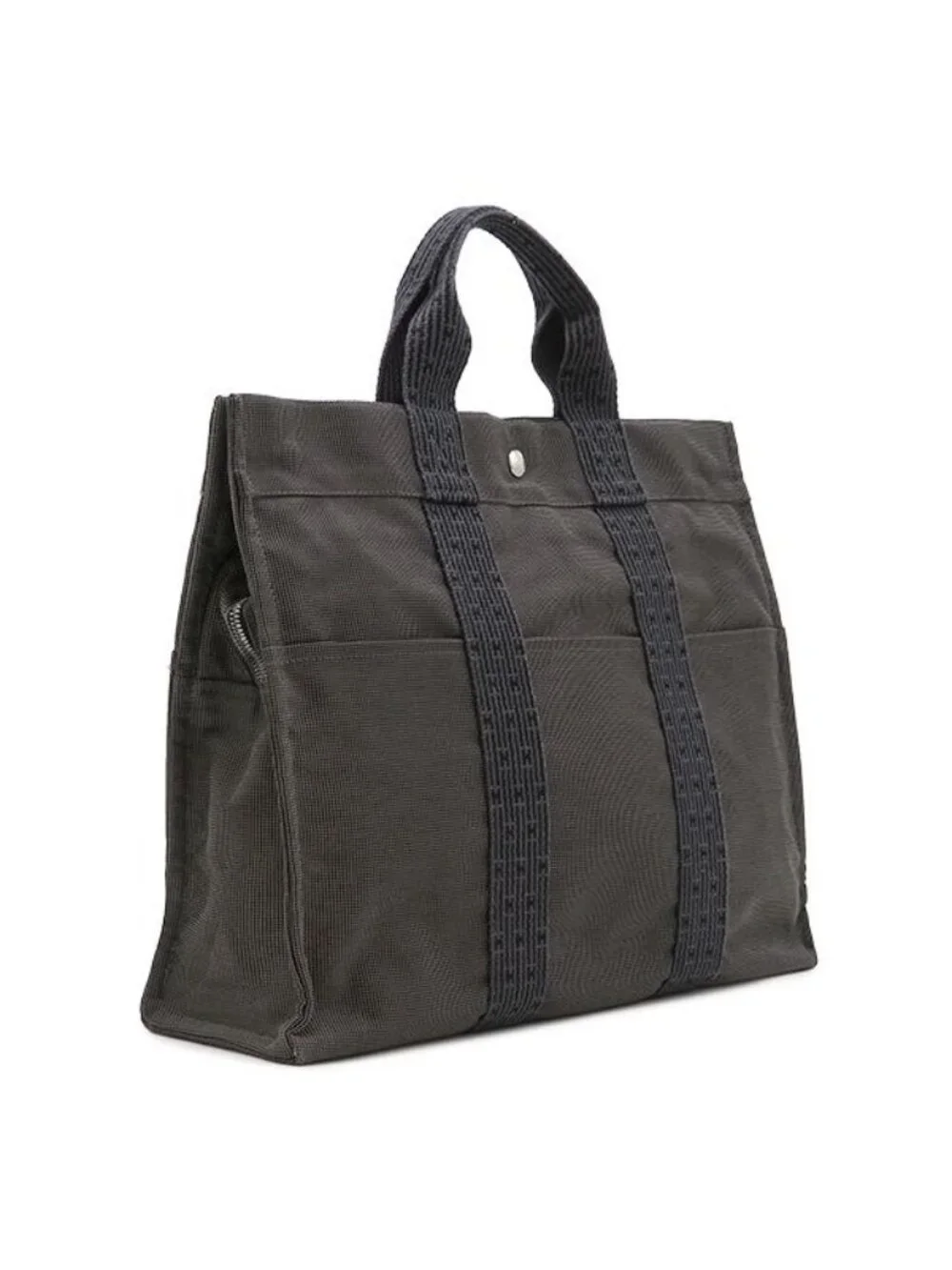 Hermes Tote Bag Herline MM Canvas Gray Silver Cadena Non Removable